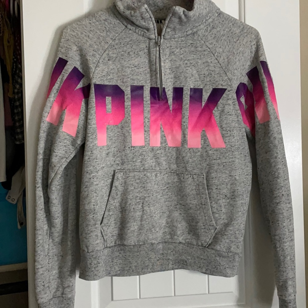 VS PINK Logo Zip Turtleneck Sweatshirt